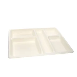 Plateau repas rectangulaire blanc bagasse 32x25,8x3 cm Oxstal (100 pièces) - PRO.MUNDI Online