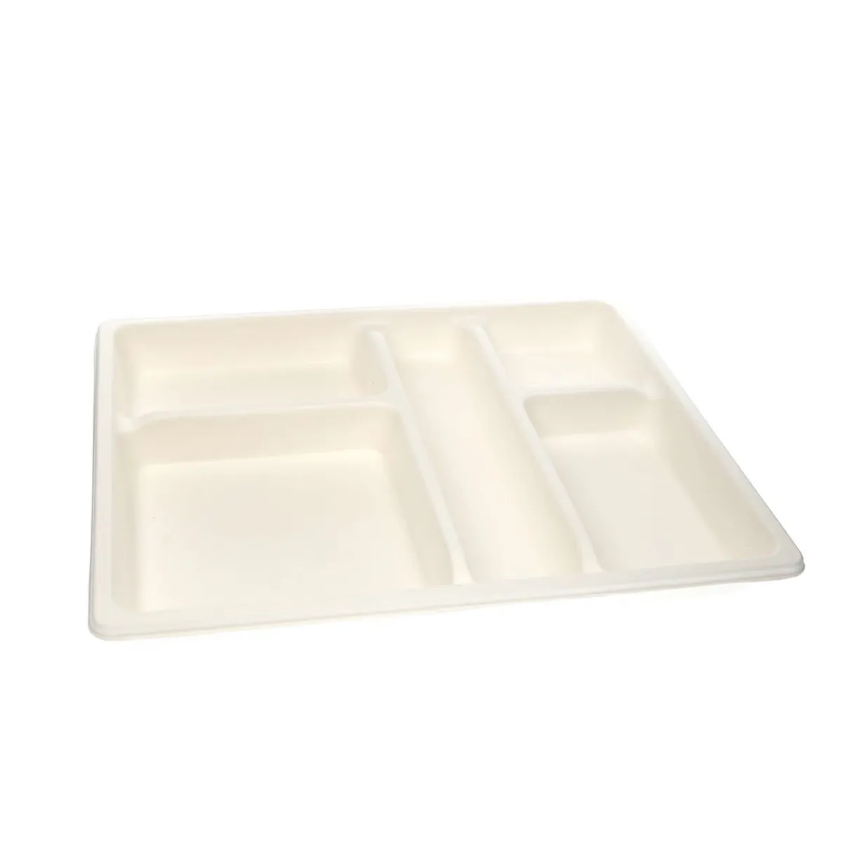 Plateau repas rectangulaire blanc bagasse 32x25,8x3 cm Oxstal (100 pièces) - PRO.MUNDI Online