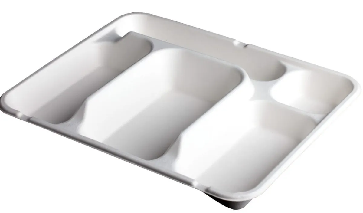 Aucune Plateau repas rectangulaire blanc bagasse 30x24,5x4 cm Be Pulp (50 pièces)
