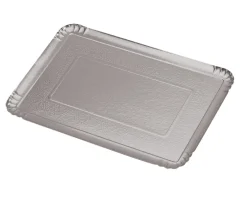 Plateau traiteur rectangulaire argent carton 42x28 cm (25 pièces) - Aucune Discount