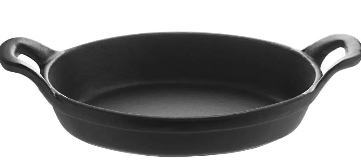 Plat empilable ovale noir fonte d'acier 15x10 cm - Aucune Clearance