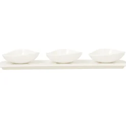 Plat 3 empreintes rectangulaire ivoire porcelaine vitrifiée 36,5 cm Shaped - RAK New