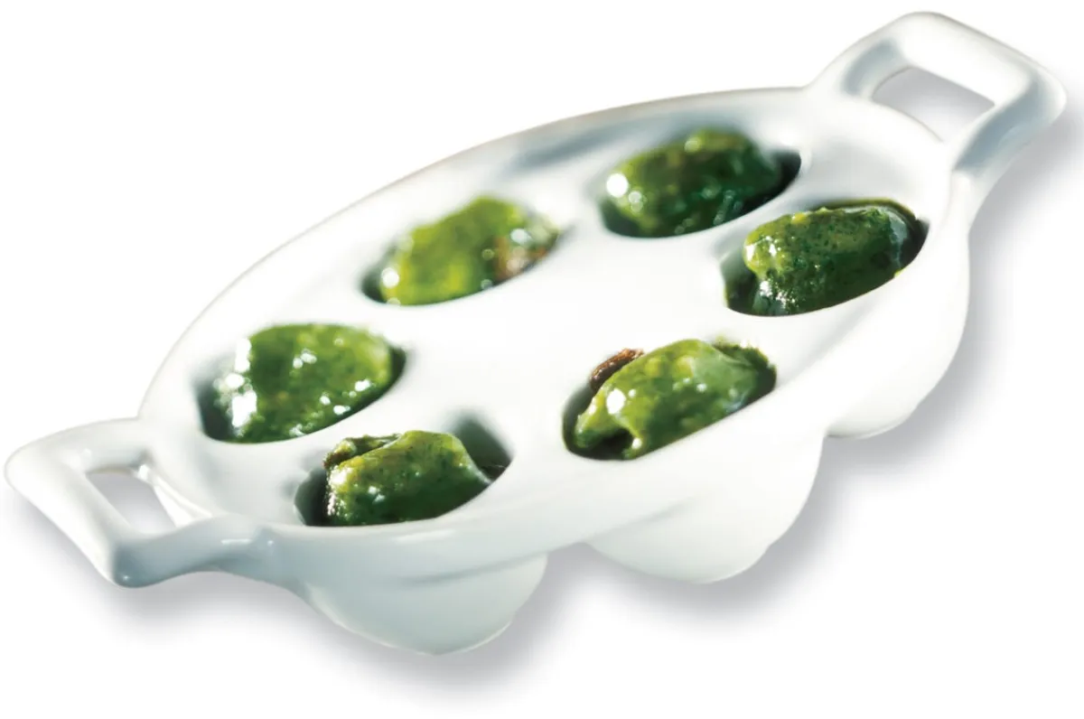 Plat à escargots ovale blanc porcelaine culinaire 14x12,7 cm Belle Cuisine - REVOL Outlet