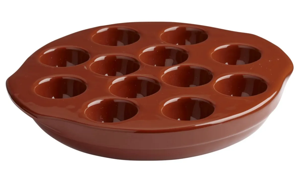 Plat à escargots rond brun grès émaillé Ø 20 cm - PRO.MUNDI Discount