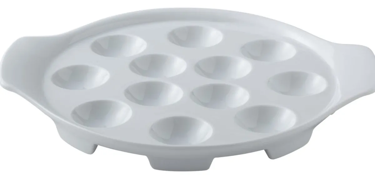 PRO.MUNDI Plat à escargots 12 trous rond blanc porcelaine Ø 21,5 cm Bistronome New