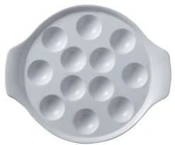 PRO.MUNDI Plat à escargots 12 trous rond blanc porcelaine Ø 21,5 cm Bistronome New