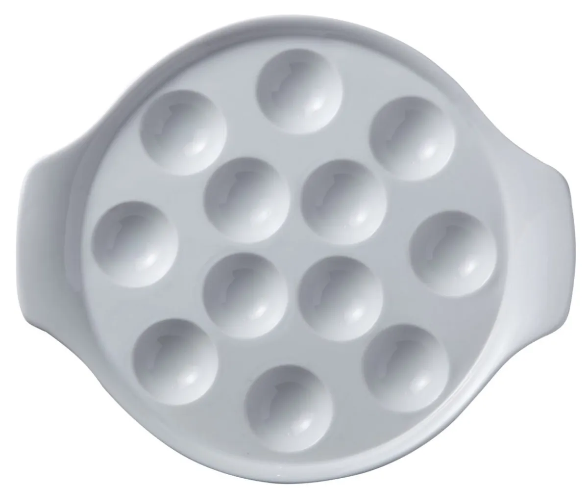 PRO.MUNDI Plat à escargots 12 trous rond blanc porcelaine Ø 21,5 cm Bistronome New