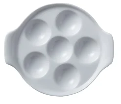 PRO.MUNDI Plat à escargots 6 trous rond blanc porcelaine Ø 14 cm Bistronome New