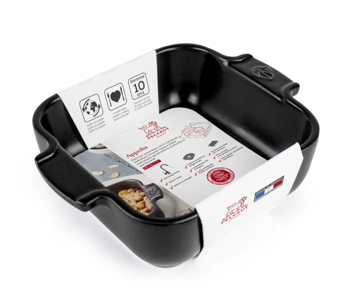 Plat à four carré noir porcelaine 18x18 cm - PEUGEOT SAVEURS Outlet