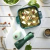 Plat à four carré vert forêt porcelaine vitrifiée 21x21 cm Céramique - PEUGEOT SAVEURS New