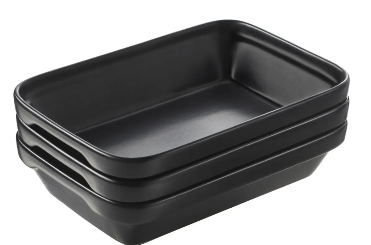 Plat à four rectangulaire noir porcelaine culinaire 19x13 cm Londres - REVOL
