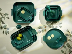 Plat à four rectangulaire vert forêt porcelaine vitrifiée 22x13 cm Céramique - PEUGEOT SAVEURS Sale