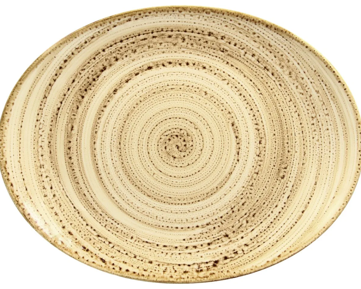 Plat ovale beige porcelaine vitrifiée 36 cm Twirl - RAK Clearance
