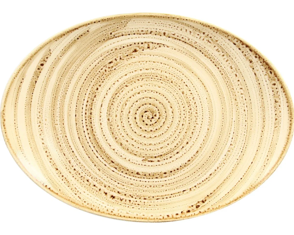 Plat ovale beige porcelaine vitrifiée 32 cm Twirl - RAK Online