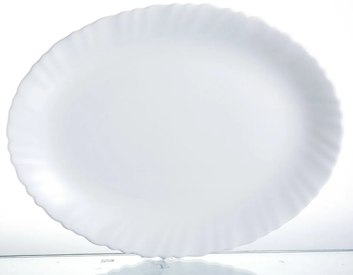 LUMINARC Plat ovale blanc verre opal 33 cm Feston New