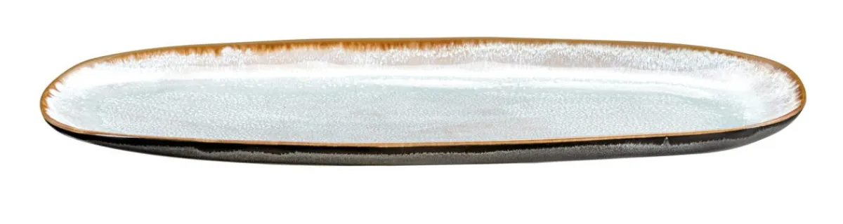 MEDARD DE NOBLAT Plat ovale bleu grès émaillé 23 cm Shadow