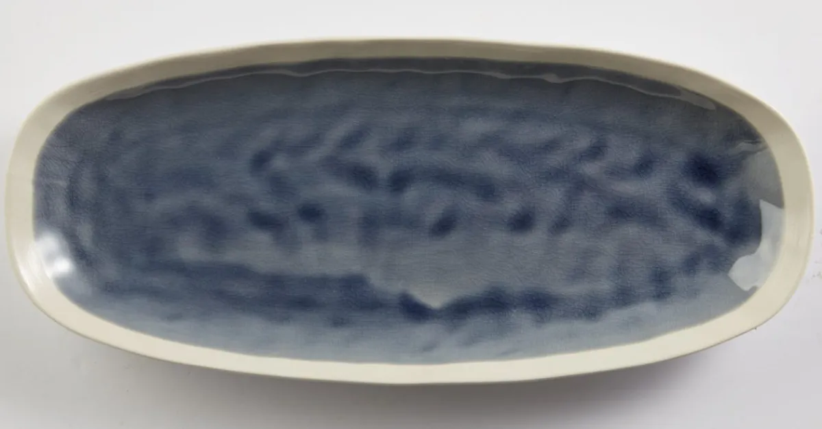 Plat ovale bleu grès émaillé 30,5 cm Winter - PRO.MUNDI Outlet
