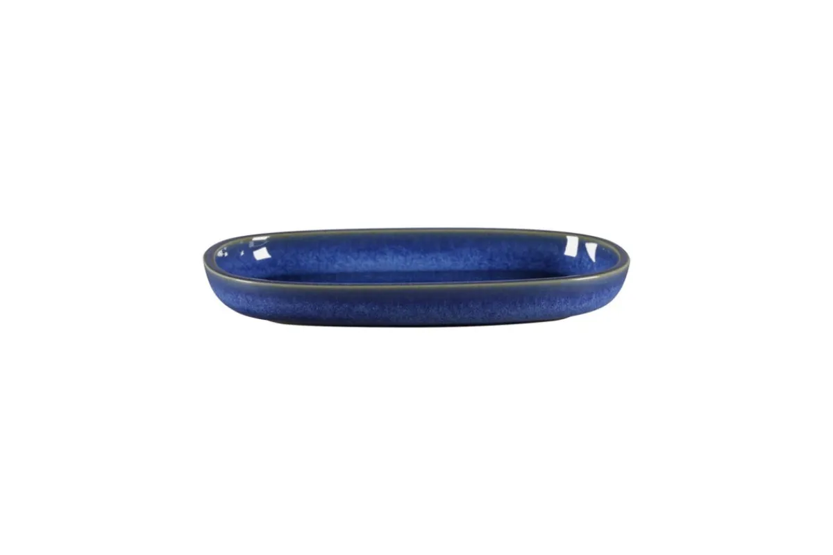 RAK Plat ovale bleu porcelaine vitrifiée 23 cm stone Ease