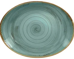 Plat ovale bleu porcelaine vitrifiée 36 cm Twirl - RAK Clearance