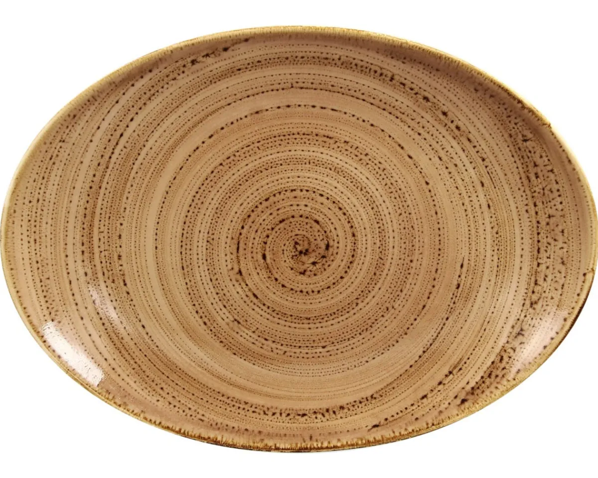 Plat ovale marron porcelaine vitrifiée 32 cm Twirl - RAK Clearance