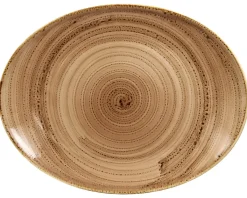 Plat ovale marron porcelaine vitrifiée 36 cm Twirl - RAK Best