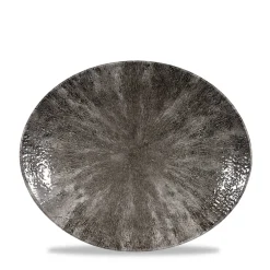 CHURCHILL Plat ovale noir porcelaine vitrifiée 27x22 cm Stone Quartz