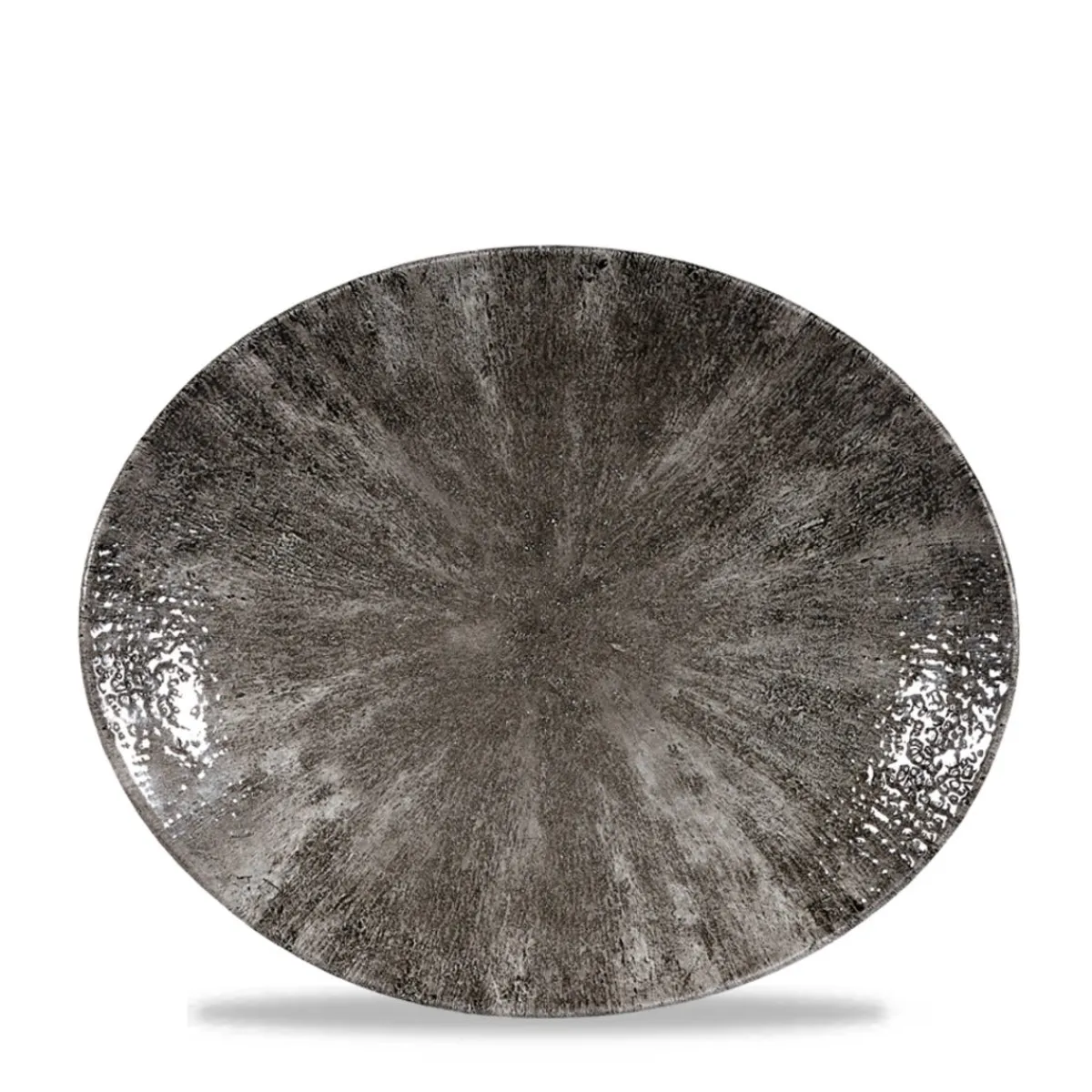 CHURCHILL Plat ovale noir porcelaine vitrifiée 27x22 cm Stone Quartz