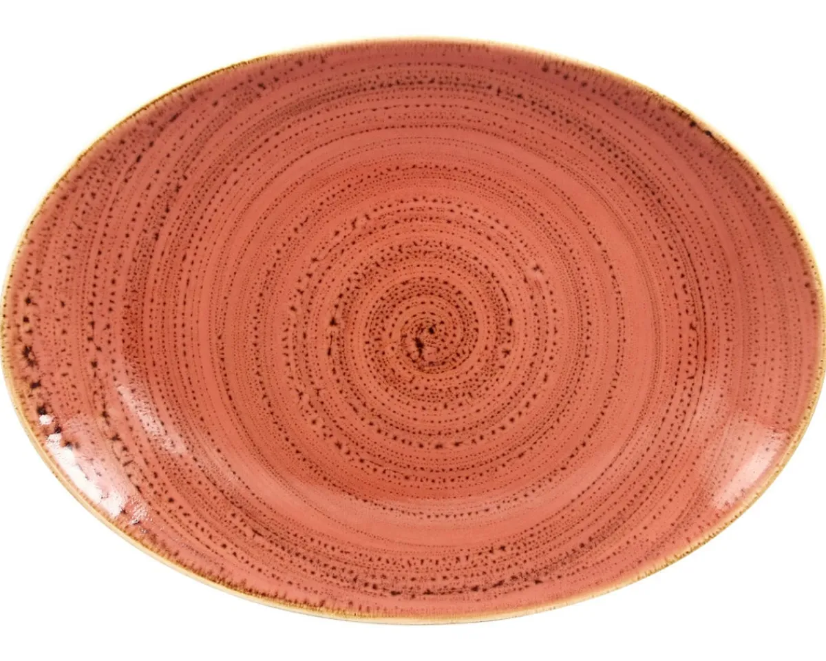 Plat ovale orange porcelaine vitrifiée 32 cm Twirl - RAK Best