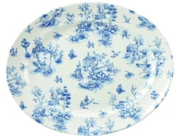 CHURCHILL Plat ovale Toile Prague Blue porcelaine vitrifiée 36,5 cm Vintage Prints Toile New