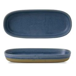 CHURCHILL Plat à partager rectangulaire bleu porcelaine vitrifiée 23 cm Emerge Oslo Outlet
