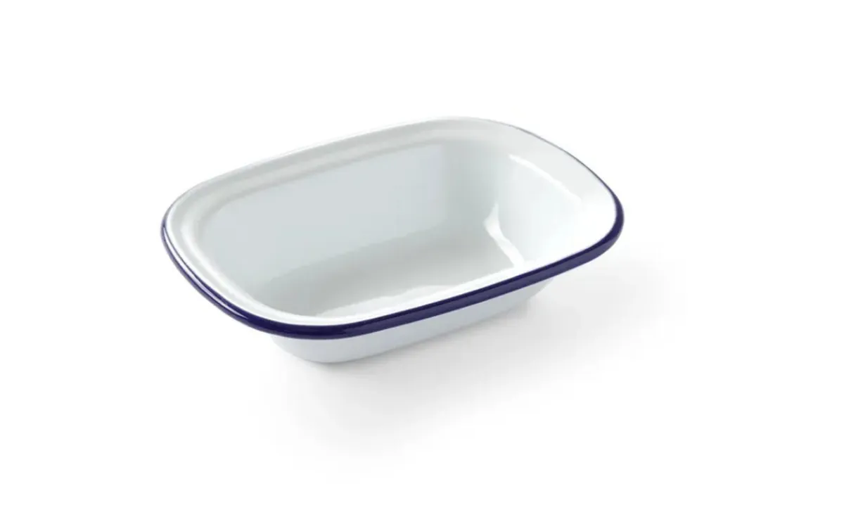 Plat rectangulaire blanc acier émaillé 17,5 cm - HENDI Discount