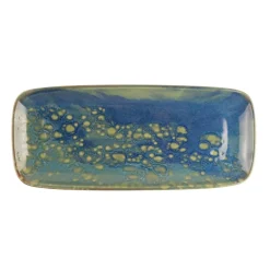 ACCOLADE Plat rectangulaire bleu grès émaillé 28 cm Magic New