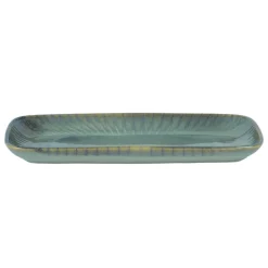 ACCOLADE Plat rectangulaire bleu vert grès émaillé 28 cm Lotus Outlet