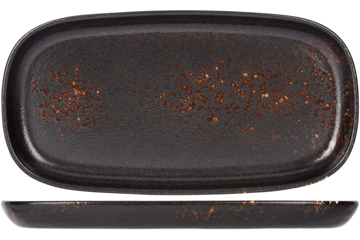 PROOF Plat rectangulaire noir porcelaine 30 cm Etna Discount