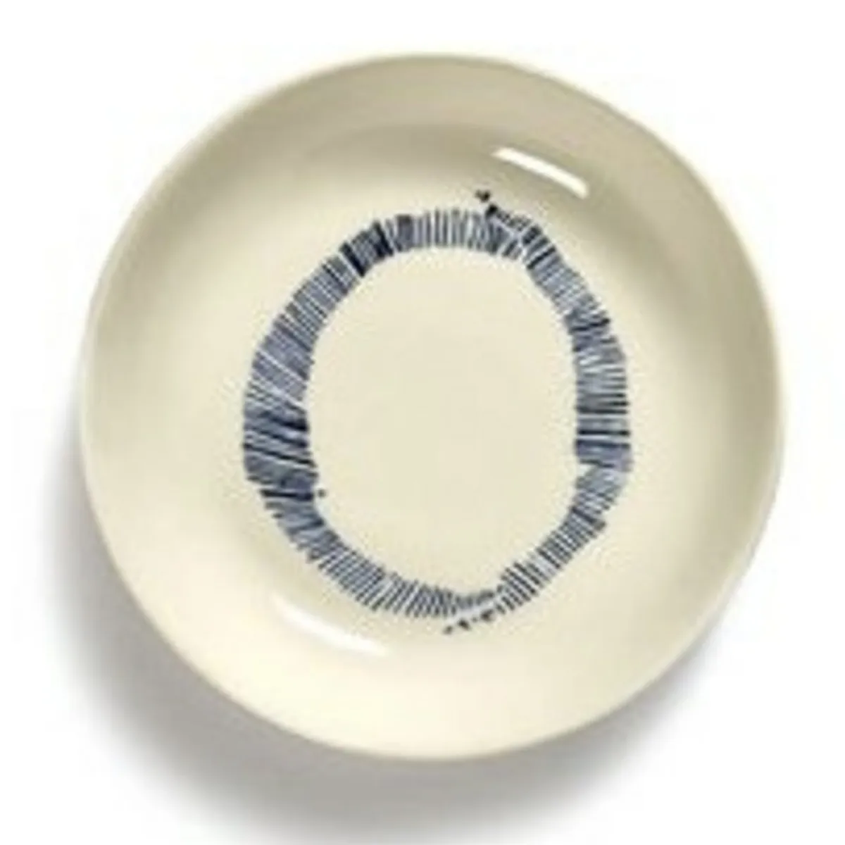 SERAX Plat rond blanc swirl - stripes bleu grès émaillé Ø 11,5 cm Feast By Ottolenghi