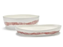 Plat rond blanc swirl - stripes rouge grès émaillé Ø 36 cm Feast By Ottolenghi - SERAX Online