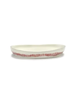 Plat rond blanc swirl - stripes rouge grès émaillé Ø 36 cm Feast By Ottolenghi - SERAX Online