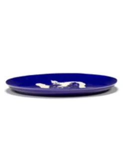SERAX Plat rond bleu poivron blanc grès émaillé Ø 44,5 cm Feast By Ottolenghi Hot