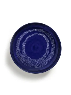 SERAX Plat rond lapis lazuli swirl - points blancs grès émaillé Ø 36 cm Feast By Ottolenghi Hot