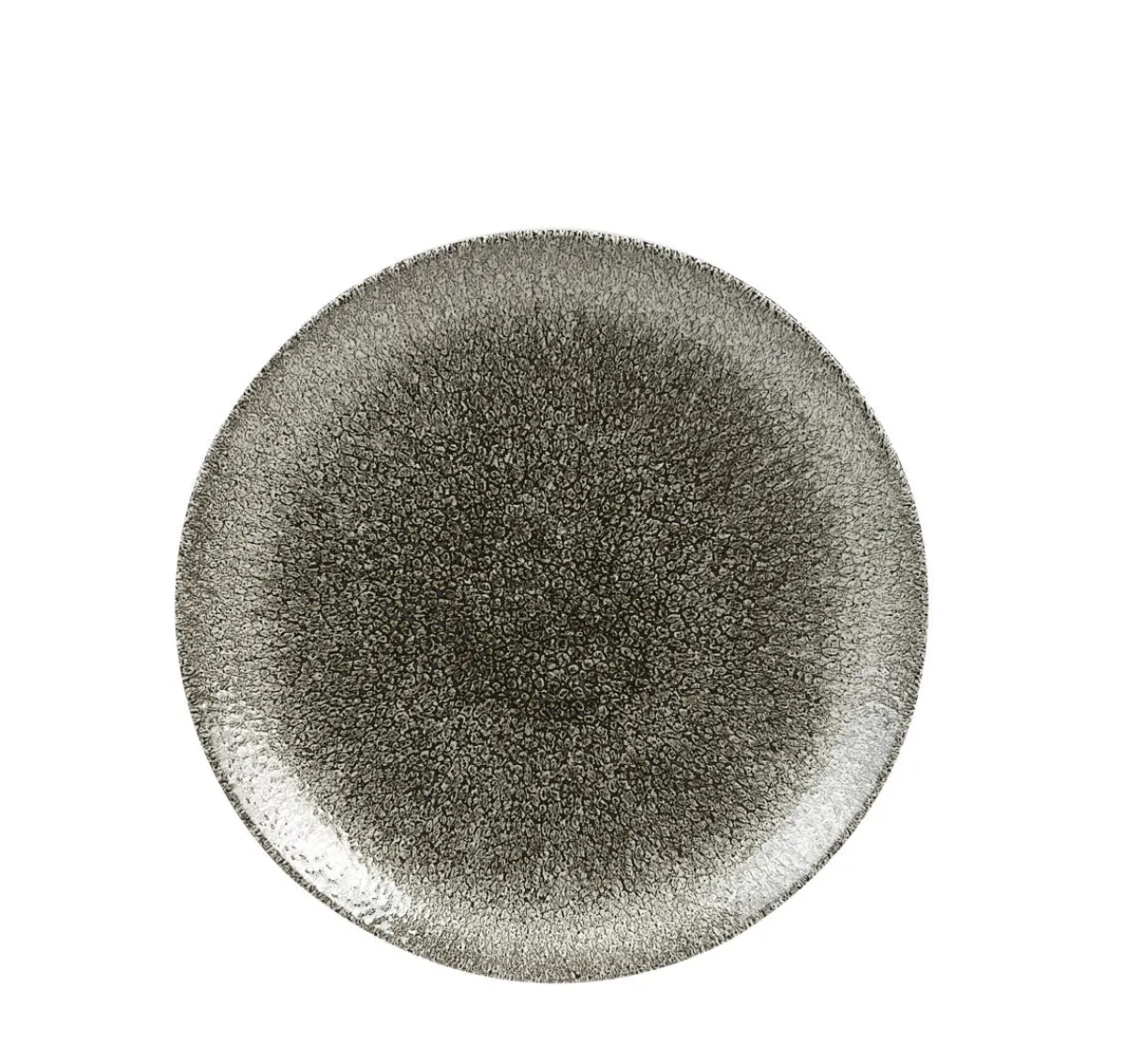 CHURCHILL Plat rond noir porcelaine vitrifiée Ø 21,7 cm Raku Quartz