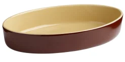 Plat sabot ovale brun grès émaillé 24,5x15 cm - PRO.MUNDI New