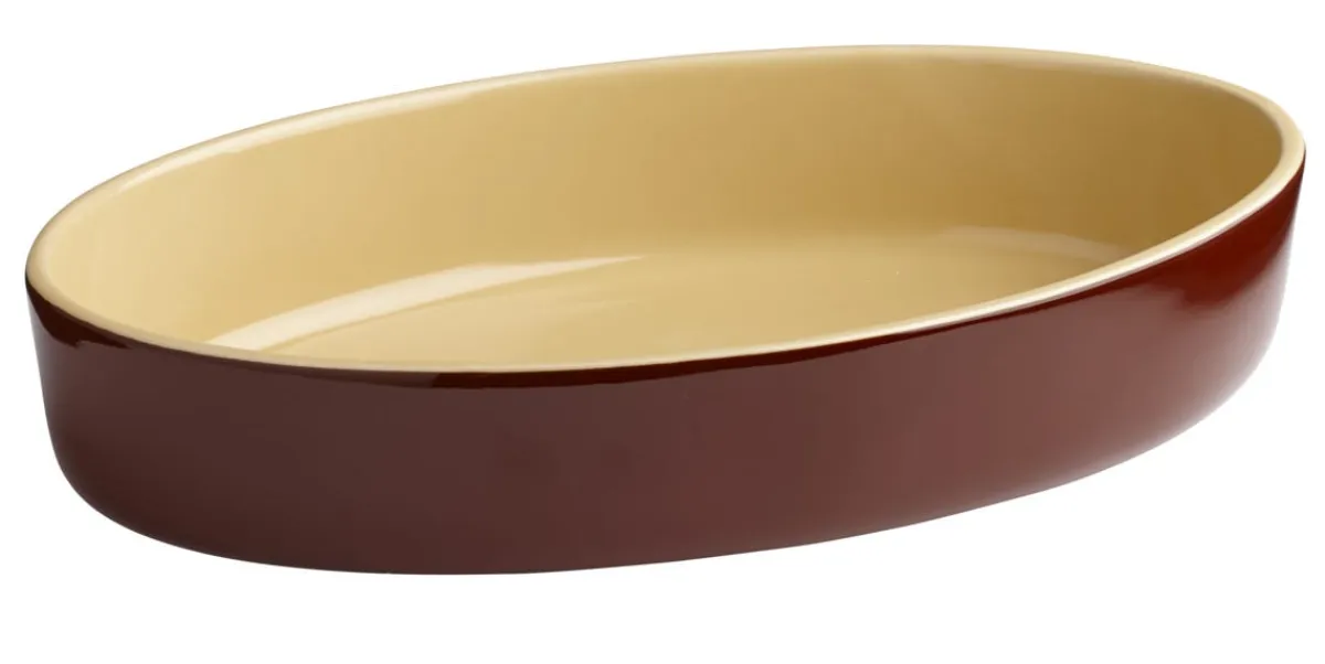 PRO.MUNDI Plat sabot ovale brun grès émaillé 21x14 cm Clearance