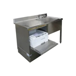 Plonge 1 bac avec espace lave-vaisselle inox 120 cm x 85 cm Avec dosseret à gauche Avec étagère - PROINOX Outlet