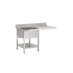 PROINOX Plonge 1 bac avec espace lave-vaisselle inox 140 cm x 85 cm Avec dosseret à droite Avec étagère Online