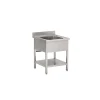 Plonge 1 bac inox 80 cm x 85 cm Avec dosseret Avec étagère - PROINOX Hot