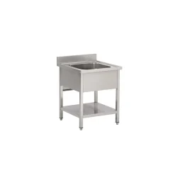Plonge 1 bac inox 80 cm x 85 cm Avec dosseret Avec étagère - PROINOX Hot