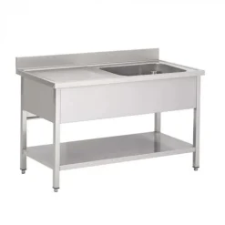 Plonge 1 bac inox 120 cm x 85 cm Avec dosseret à gauche Avec étagère - PROINOX Clearance