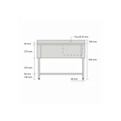 Plonge 1 bac inox 100 cm x 85 cm Avec dosseret à droite Avec étagère - PROINOX Online
