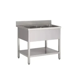 Plonge 1 bac inox 100 cm x 85 cm Avec dosseret Avec étagère - PROINOX Best