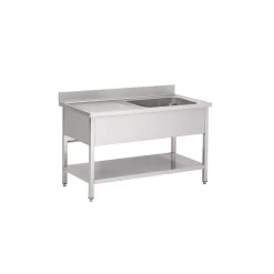 PROINOX Plonge 1 bac inox 100 cm x 85 cm Avec dosseret à droite Avec étagère